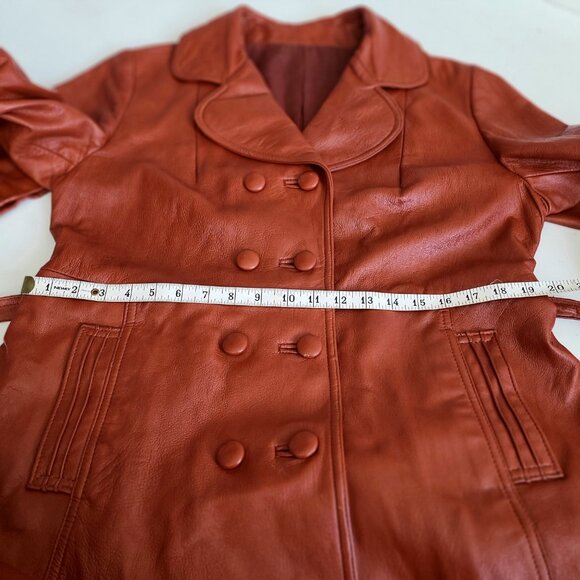 Vintage 1980s 1990s Trojan Fine Leather Sportswear Toronto caramel brown coat. - Picture 10 of 11